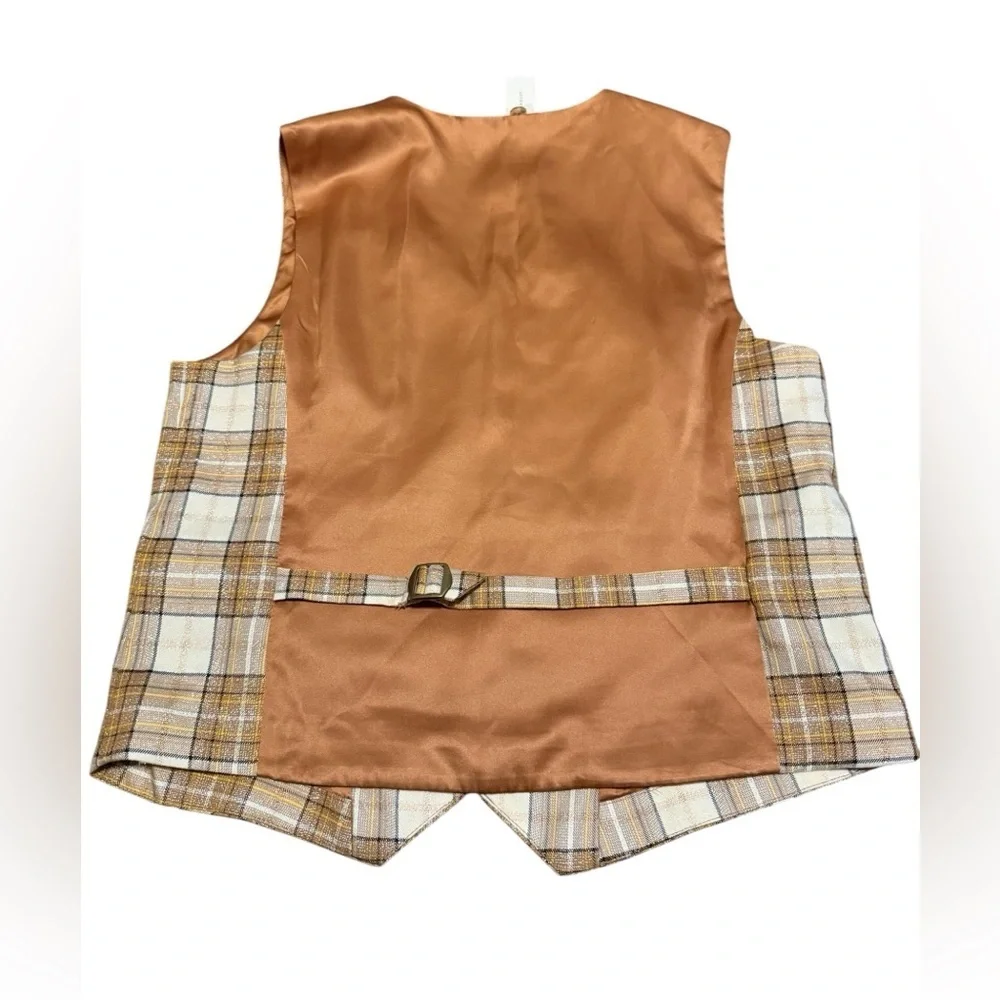 NWT Hutch Metallic Tweed Plaid Vest Size Large